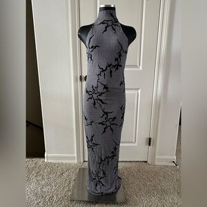 Versace Jeans Collection Elegant Black and Gray Maxi Dress